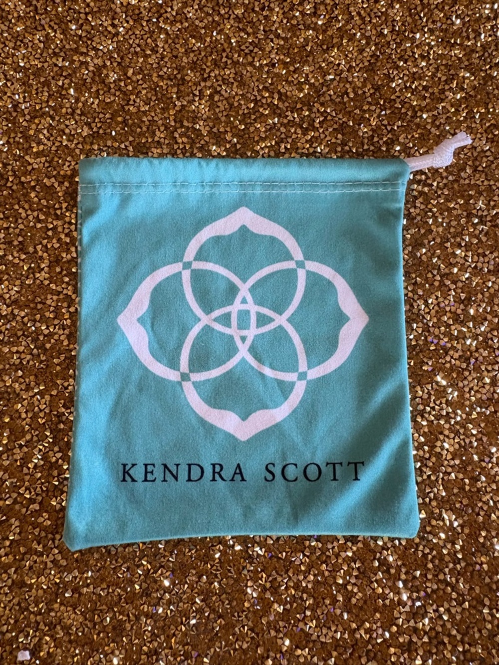 Kendra Scott Turquoise and White Drawstring Pouch